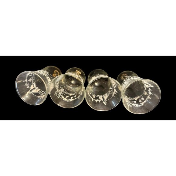 Vtg 4 Home Interiors Etched Glass Votive Candle Cups Winter Church Scene - Picture 6 of 6